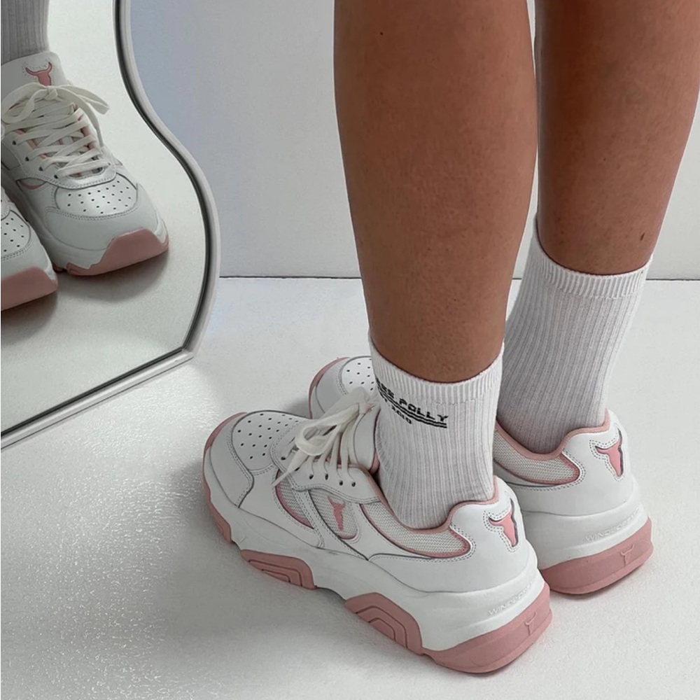 Windsor Smith Ghosted Sneaker in White/Cherry